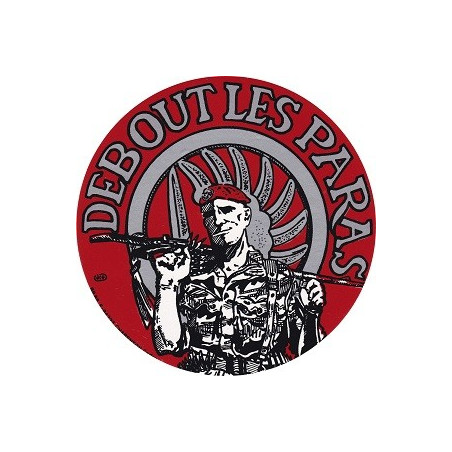 AUTOCOLLANT DEBOUT LES PARAS  SURPLUS MILITAIRE LOOK KAKI ARMURERIE PUGET SUR ARGENS
